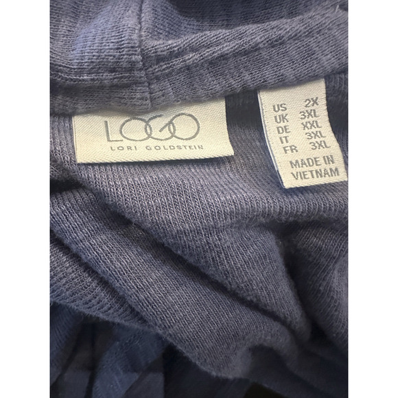 LOGO by Lori Goldstein Slub Sweater Knit Cardigan Smokey Purple Plus Size 2X - Picture 4 of 8